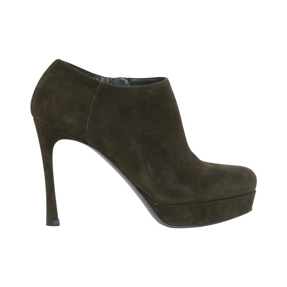 YSL Bootie Dark Green Suede Ankle Boot Yves Saint Laurent 36.5 / 6.5 - Picture 1 of 6